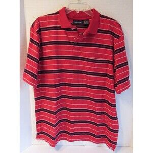 Vtg Puritan Red/White/Navy Striped Short Sleeve Casual Pullover Polo Shirt Large